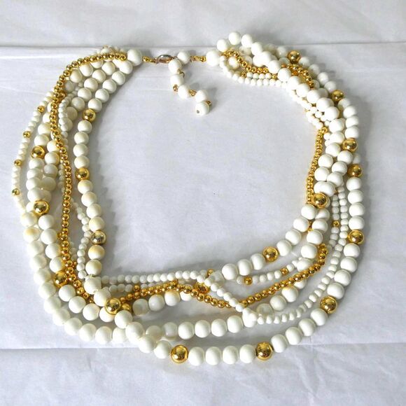 Vintage Multi Strand Beaded Necklace - Picture 1 of 10